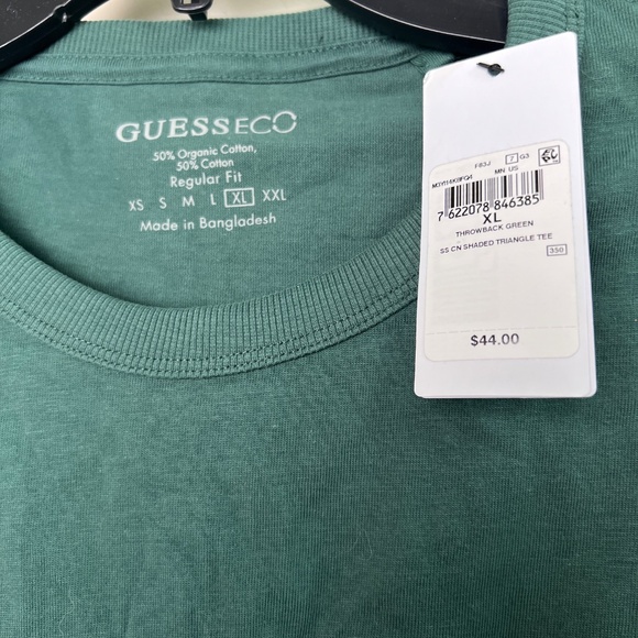 Guess Short Sleeve Green T-Shirt White Cotton Logo Men’s XL NWT - Picture 3 of 6